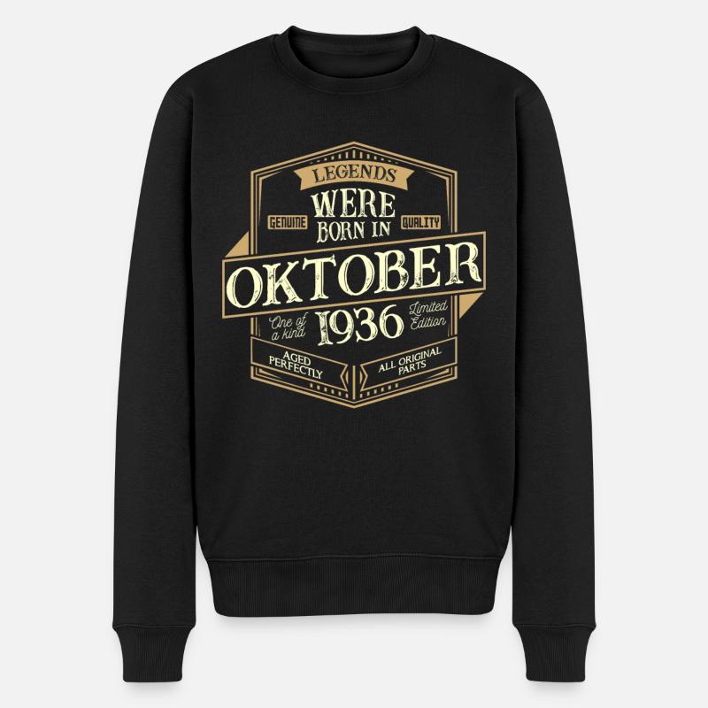 Homme d'anniversaire d'octobre 1936 - Pull Premium bio Homme - noir