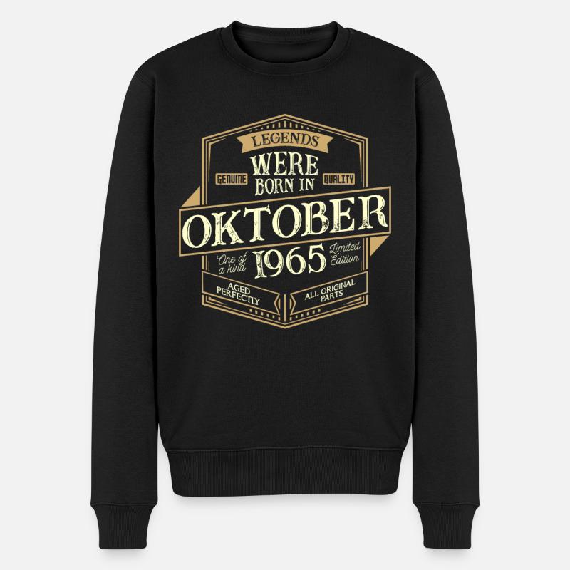 Oktober 1965 Geburtstag Mann - Männer Premium Bio Pullover - Schwarz