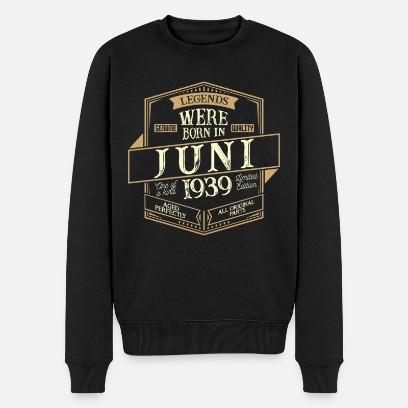 Juni 1939 Geburtstag Mann - Männer Premium Bio Pullover - Schwarz