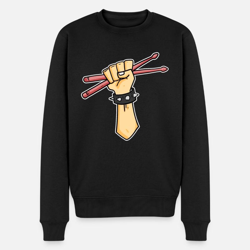 Drummer Schlagzeuger Drummer Sticks - Männer Premium Bio Pullover - Schwarz