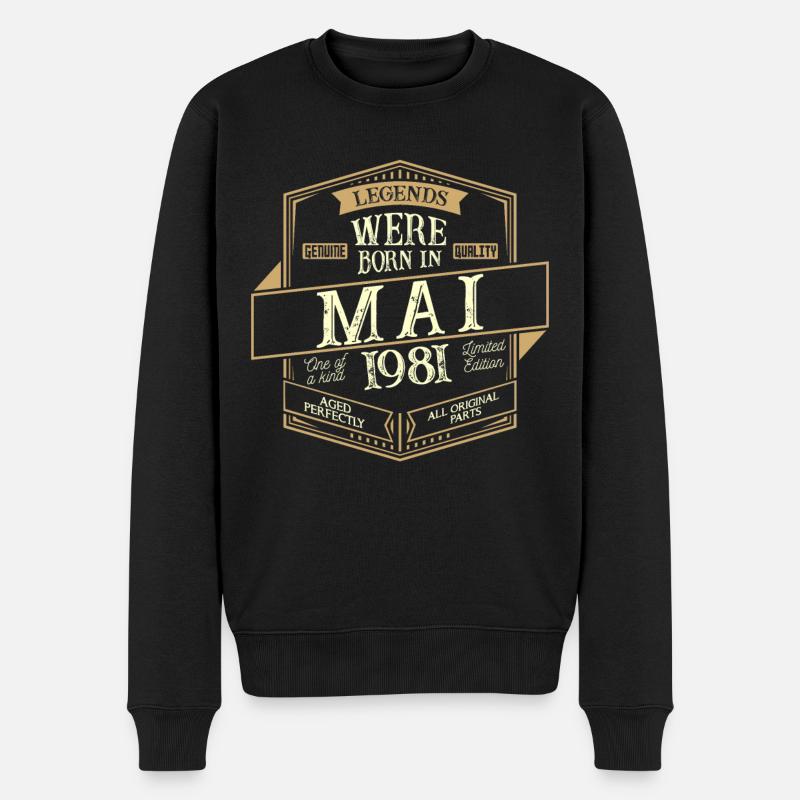 Mai 1981 Anniversaire Homme - Pull Premium bio Homme - noir