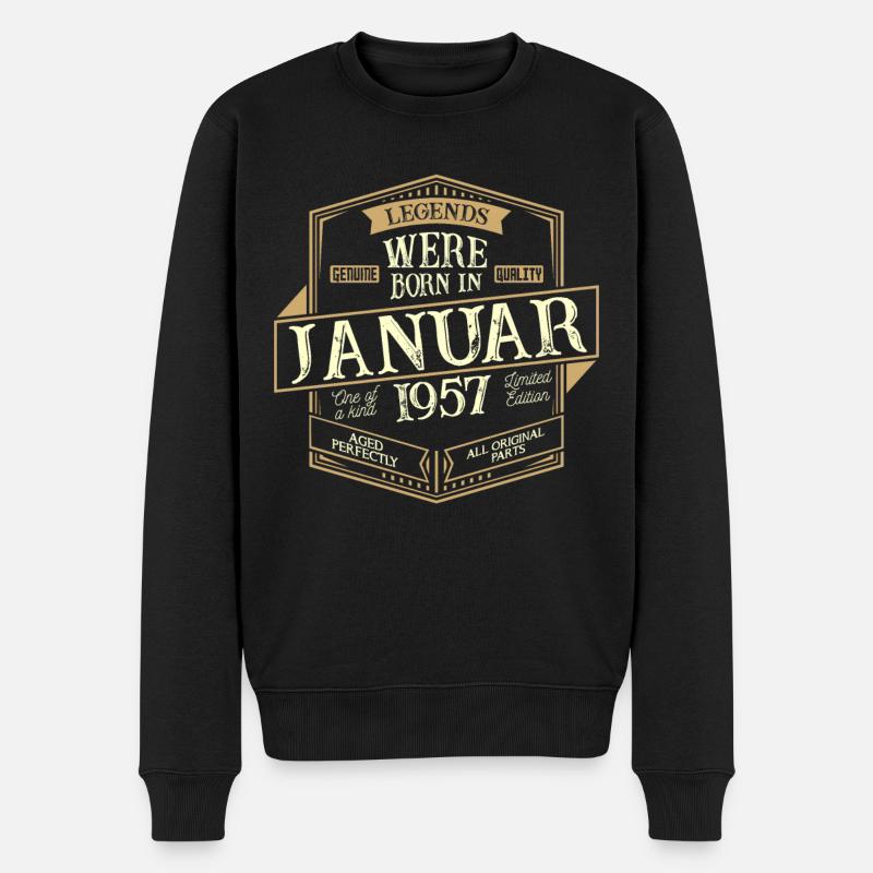Januar 1957 Geburtstag Mann - Männer Premium Bio Pullover - Schwarz