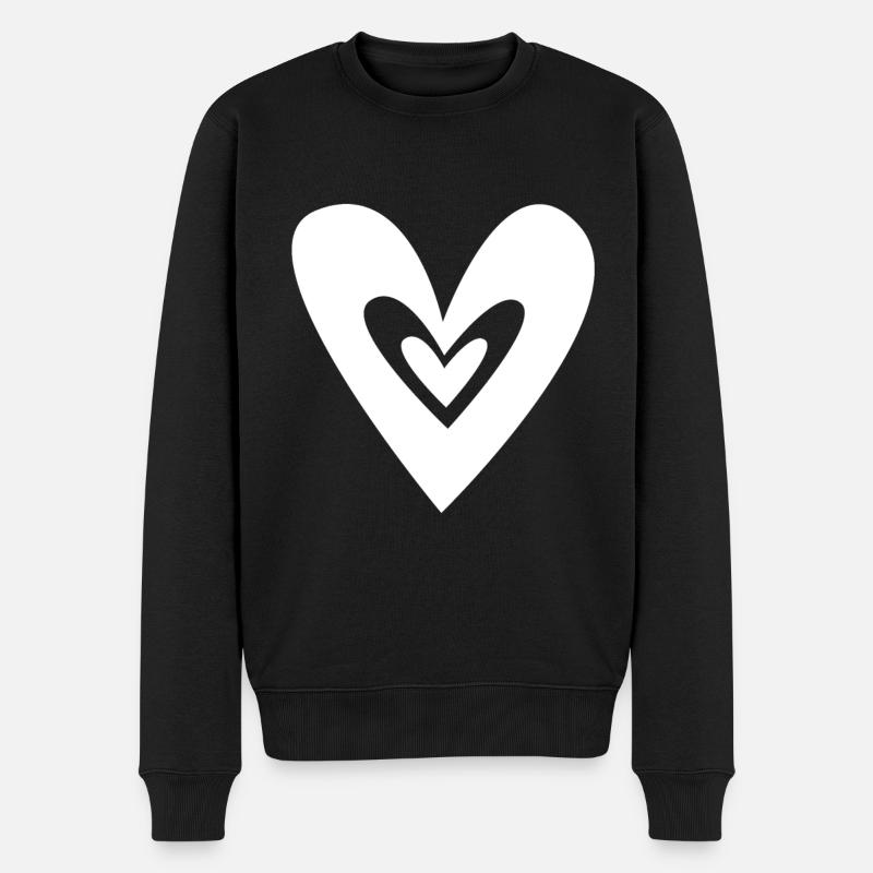 Herz Herze - Männer Premium Bio Pullover - Schwarz