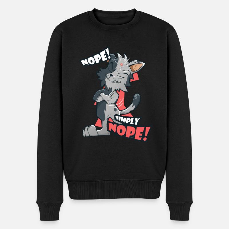 Nope! geneverte und faule Katze Nö Katzenliebhaber - Männer Premium Bio Pullover - Schwarz