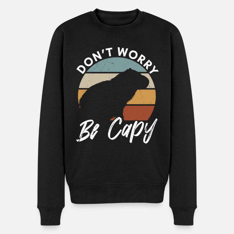 Tierliebhaber Happy Capybara - Männer Premium Bio Pullover - Schwarz