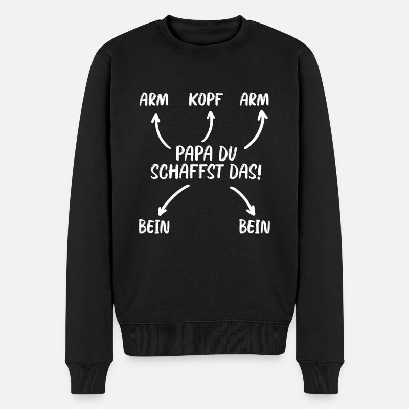Papa, du schaffst das! - Männer Premium Bio Pullover - Schwarz