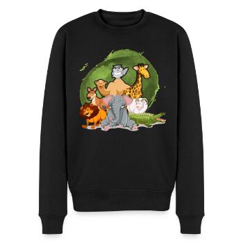 Cute Zoo Animals Safari - Men's Premium Organic Jumper - black - Front - Nico (187cm)