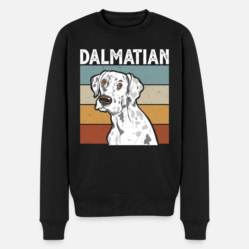 Retro Dalmatiner Hund - Männer Premium Bio Pullover - Schwarz