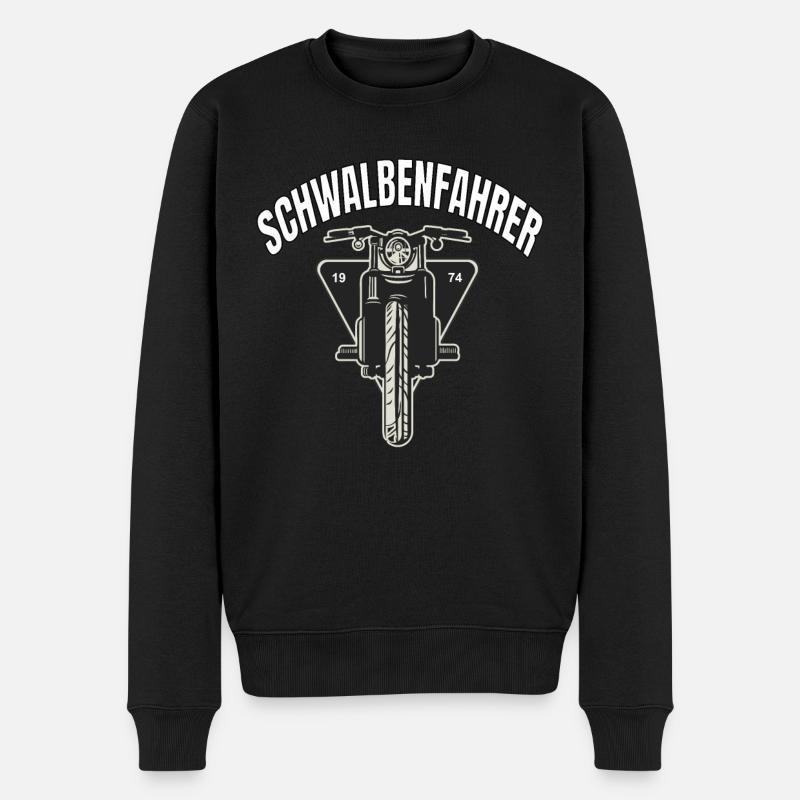 Schwalbenfahrer Sticker Schwalbe Moped Ostmoped - Männer Premium Bio Pullover - Schwarz