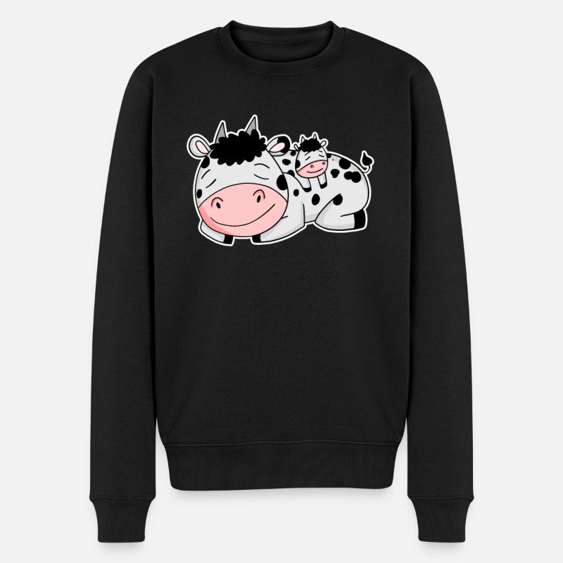 Vache avec bébé vache - Pull Premium bio Homme - noir
