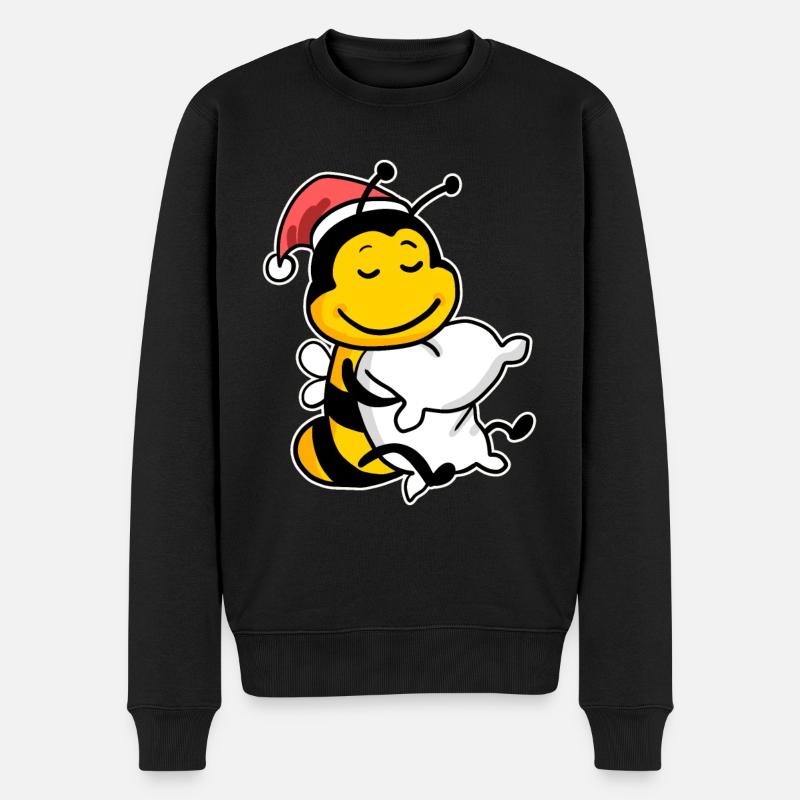 Biene Weihnachten Schlafen Schlaf Ausschlafen - Männer Premium Bio Pullover - Schwarz