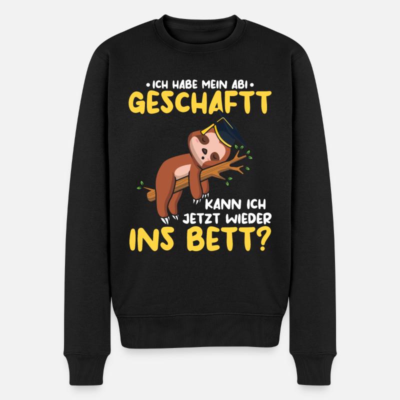 Abitur Geschafft Faultier Abi - Männer Premium Bio Pullover - Schwarz