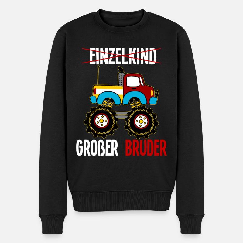 Monstertruck Großer Bruder - Männer Premium Bio Pullover - Schwarz
