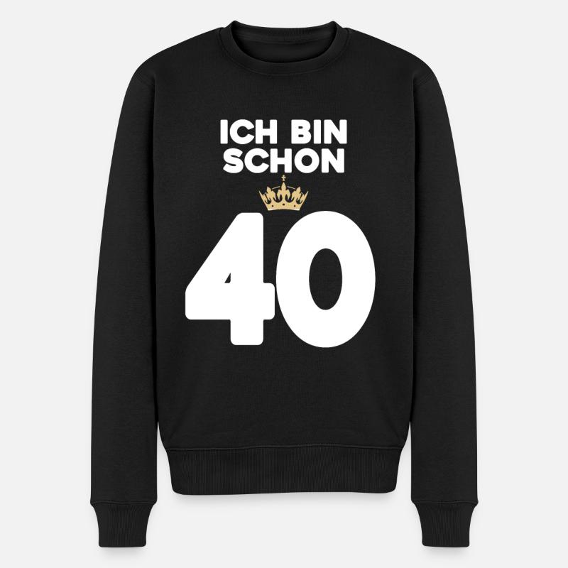 40 Geburtstag - 40 Jahre mit Krone - Männer Premium Bio Pullover - Schwarz