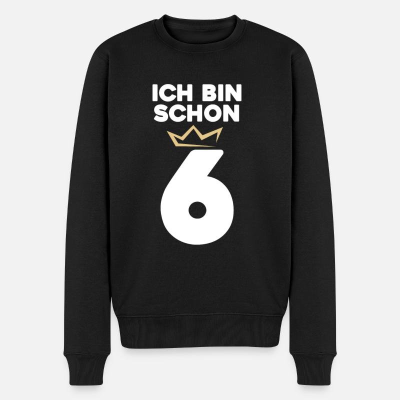 6 Geburtstag - 6 Jahre mit Krone - Männer Premium Bio Pullover - Schwarz