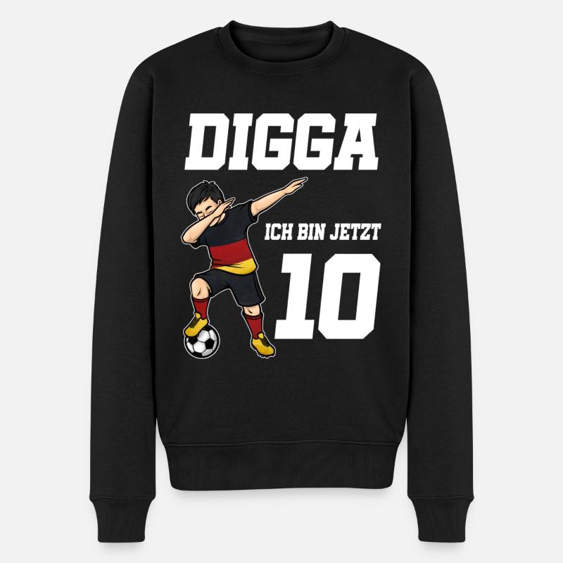 10. Geburtstag Fußball Junge Deutschland Trikot Fu - Männer Premium Bio Pullover - Schwarz