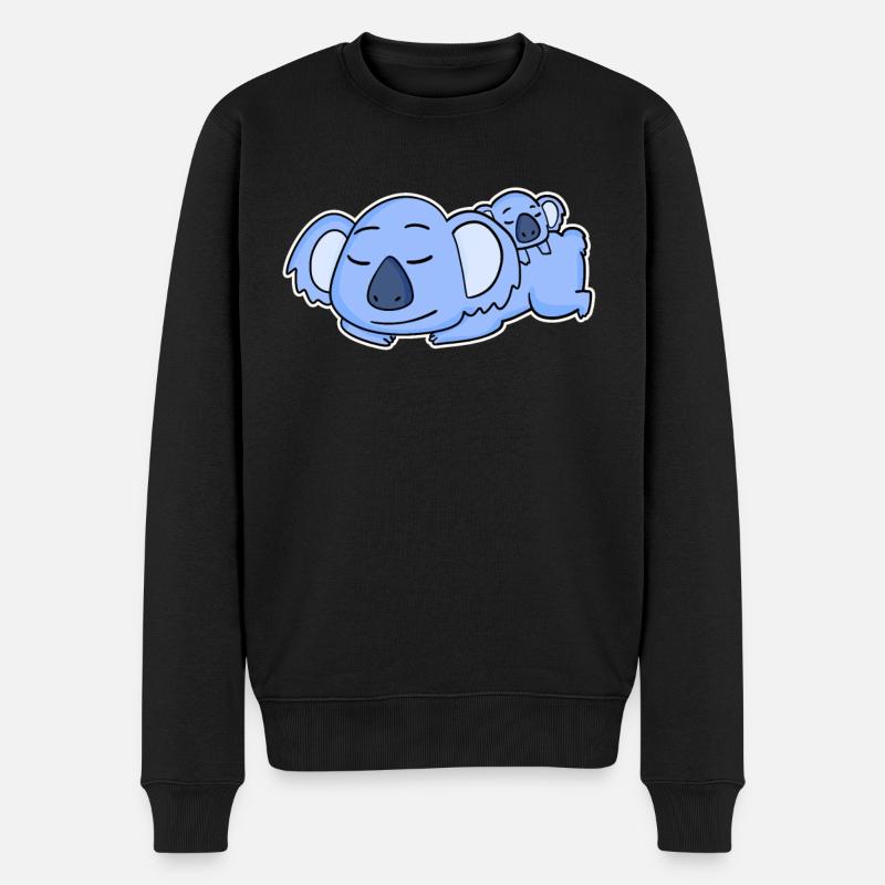 Familie - Koala mit Baby Koala - Männer Premium Bio Pullover - Schwarz
