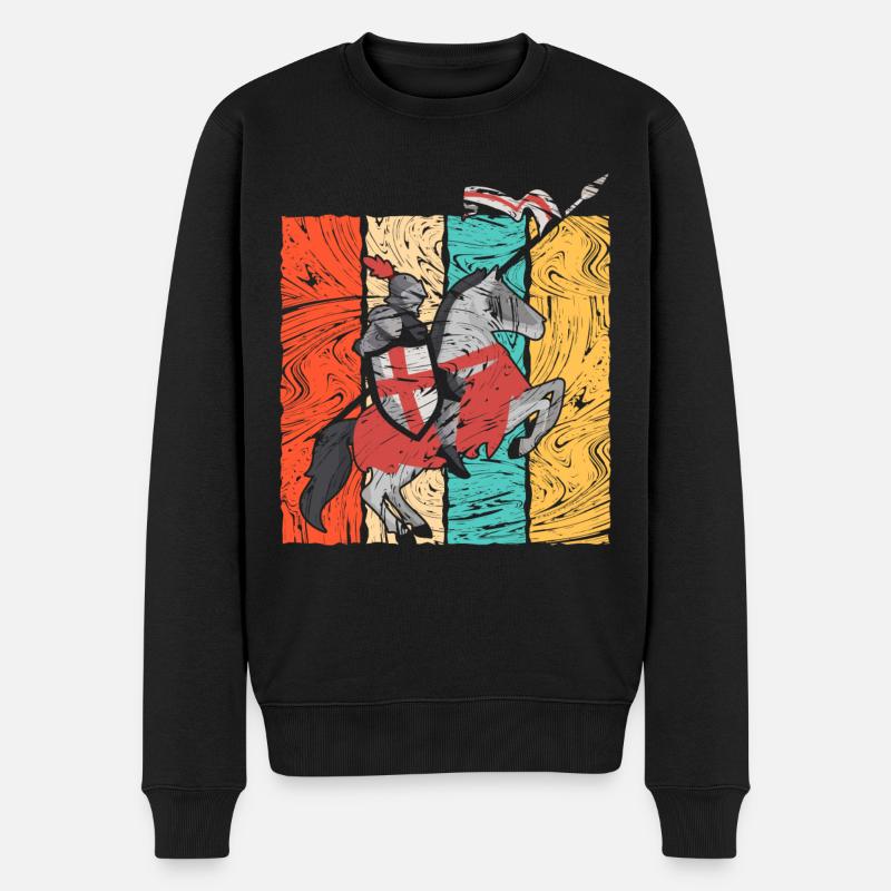 Chevalier médiéval Retro Riding - Pull Premium bio Homme - noir