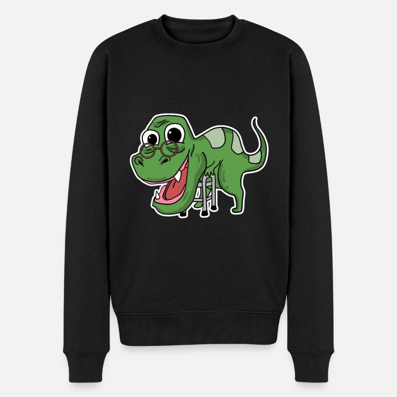 Oma Dinosaurier - Männer Premium Bio Pullover - Schwarz
