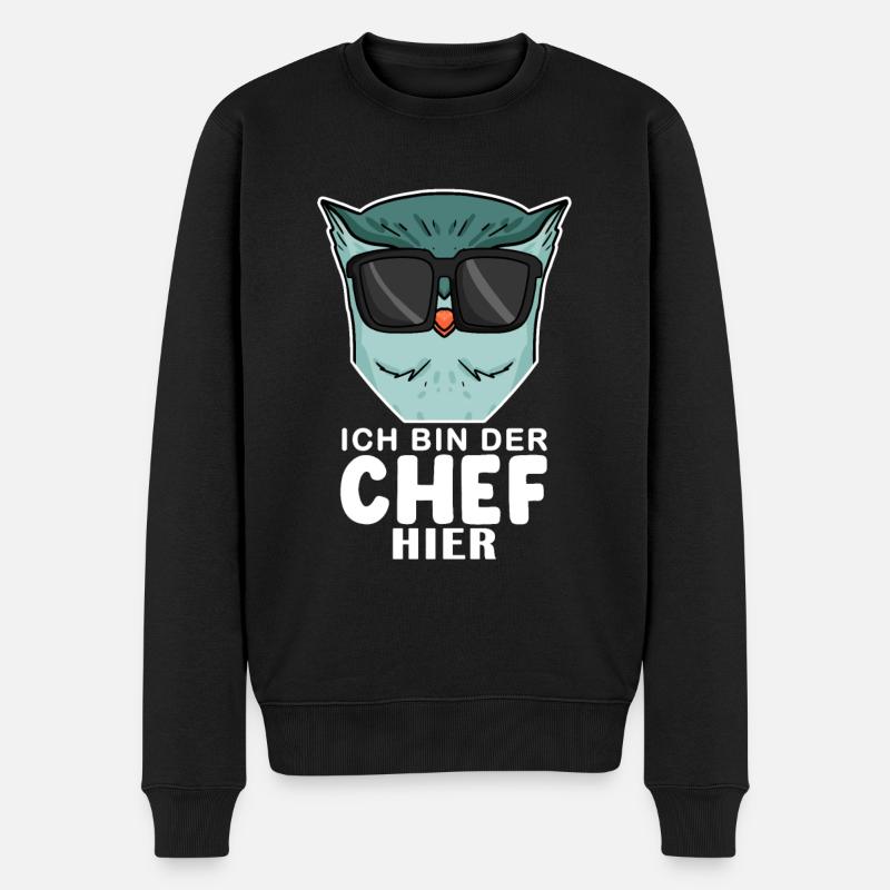Cool Eule Chef - Männer Premium Bio Pullover - Schwarz