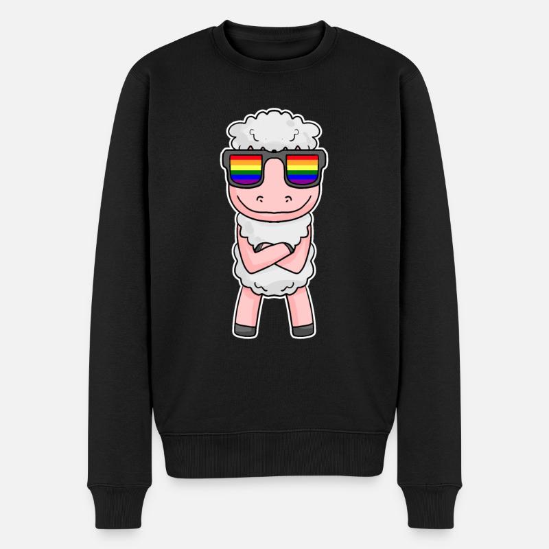 Gay Regenbogen - Schaf mit Brille - Männer Premium Bio Pullover - Schwarz