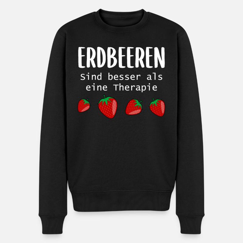 Erdbeeren Therapie Spruch Frucht Obst Geschenk - Männer Premium Bio Pullover - Schwarz