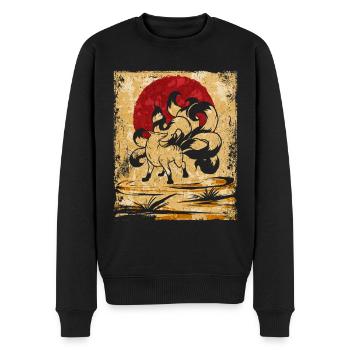Neunschwänziger Fuchs Japanische Retro Kunst - Männer Premium Bio Pullover - Schwarz - Vorne - Nico (187cm)