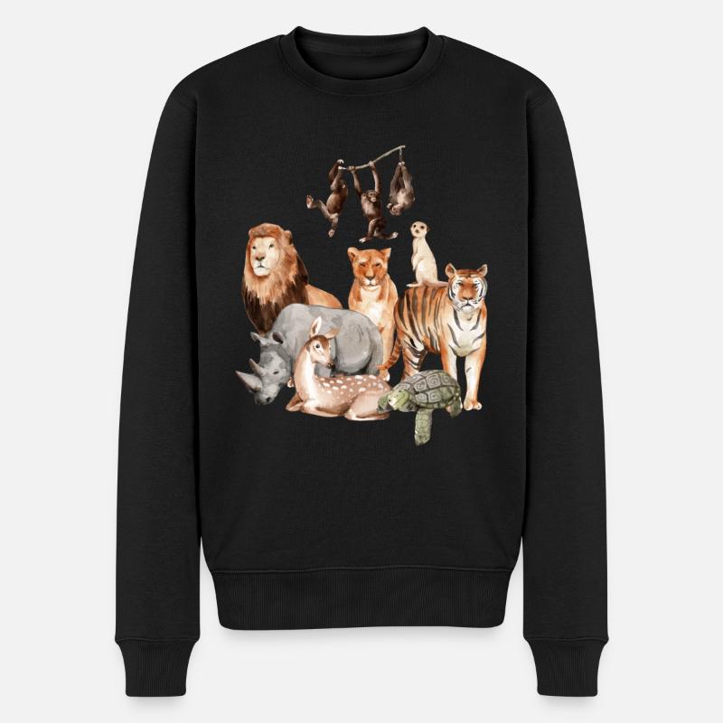 Wilder Zoo Tierliebhaber Zoo Reise - Männer Premium Bio Pullover - Schwarz