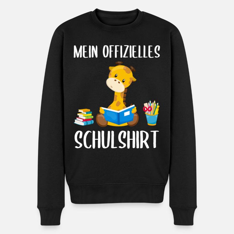 Giraffe Schulshirt Schulbeginn Schule Geschenk - Männer Premium Bio Pullover - Schwarz