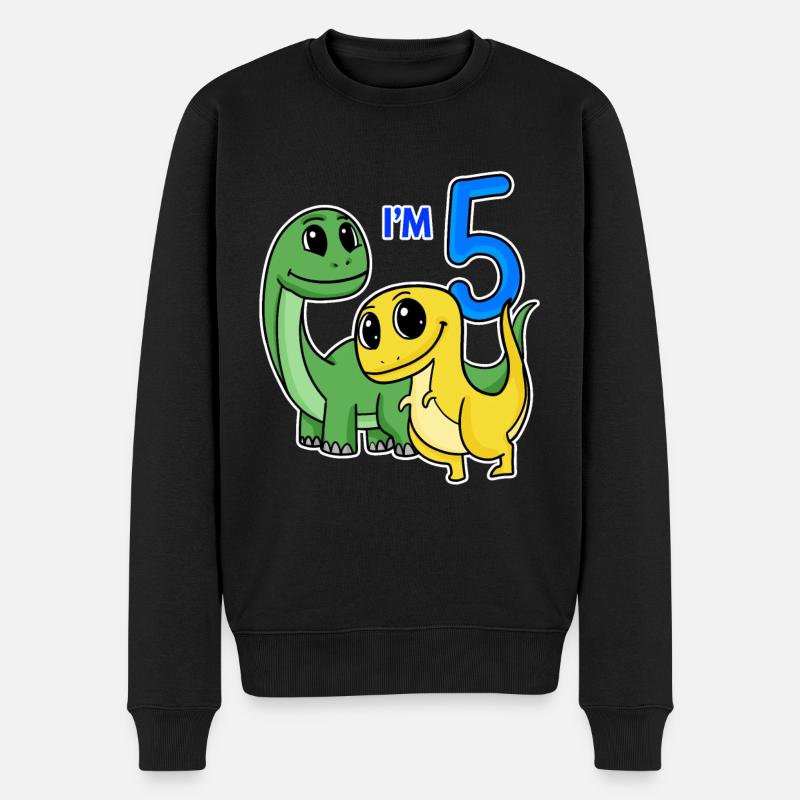 5 Jahre alt - 5. Geburtstag mit Tier Motiv - Dino - Männer Premium Bio Pullover - Schwarz