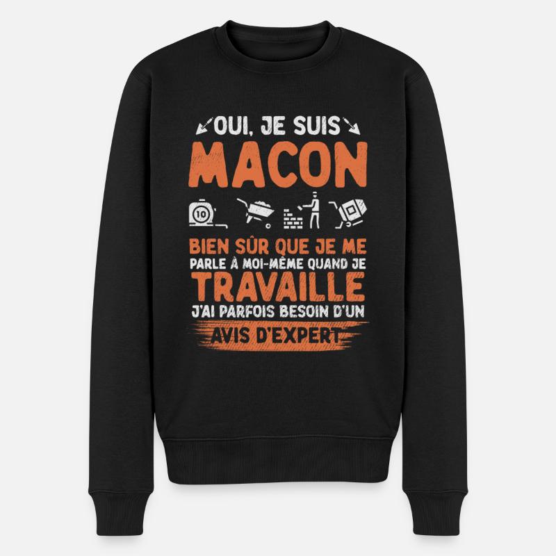 Maçon Maçonnerie oui, je suis macon bien sûr que - Pull Premium bio Homme - noir