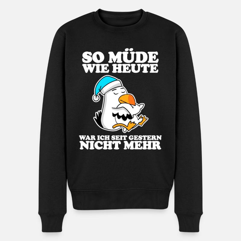 Müde Spruch lustig Schlafen Ausschlafen Faul - Männer Premium Bio Pullover - Schwarz