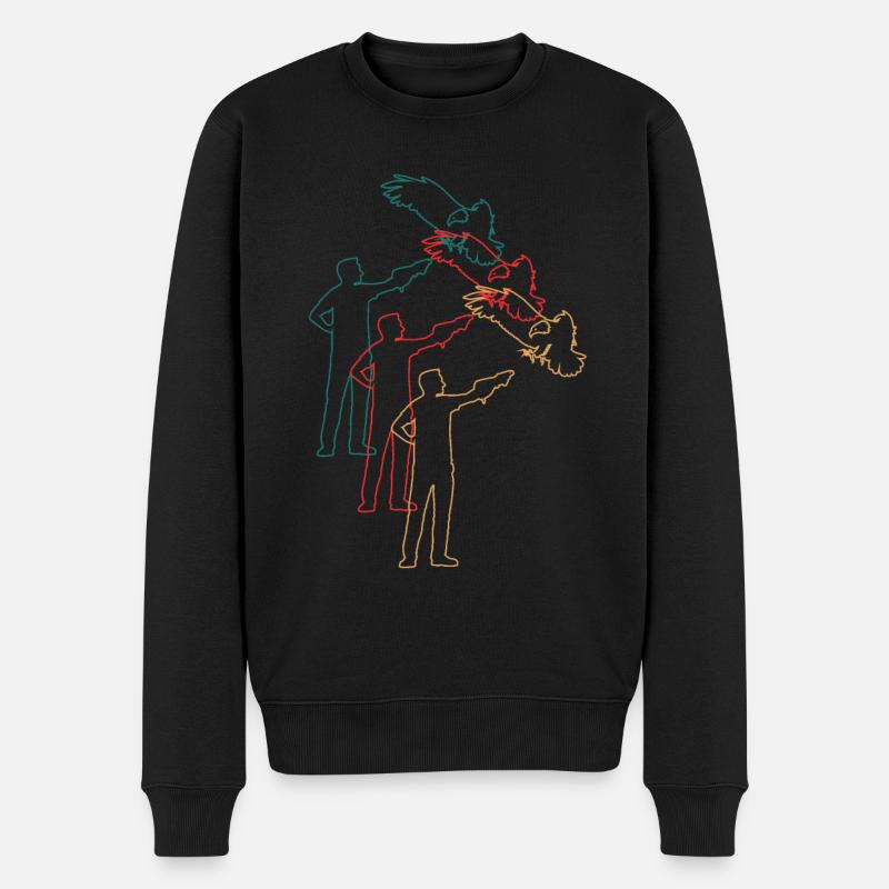 Falkner Mit Greifvogel Falknerei Retro Geschenk - Männer Premium Bio Pullover - Schwarz