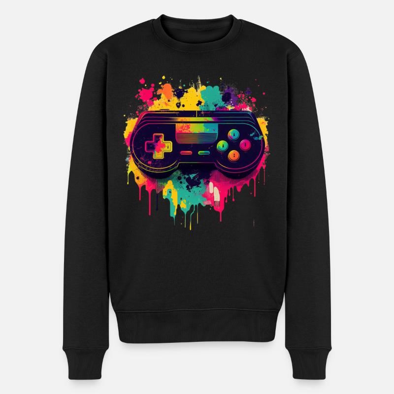 Retro T-shirt - Männer Premium Bio Pullover - Schwarz