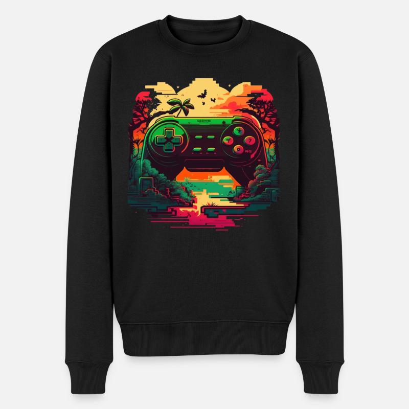 Bunte Konsole - Männer Premium Bio Pullover - Schwarz