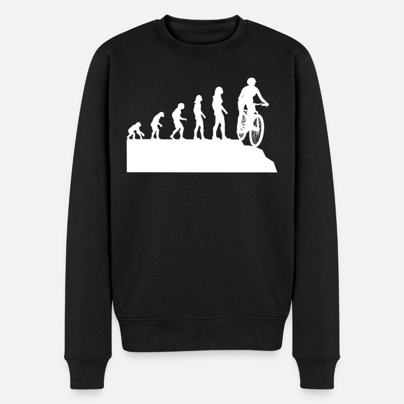 Radfahrerin Evolution Mountainbike Fahrer Geschenk - Männer Premium Bio Pullover - Schwarz