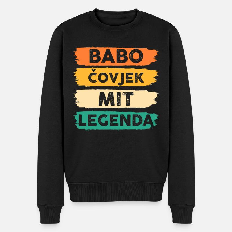 Babo Bosnien Vater Bosnischer Papa Balkan Bosna - Männer Premium Bio Pullover - Schwarz