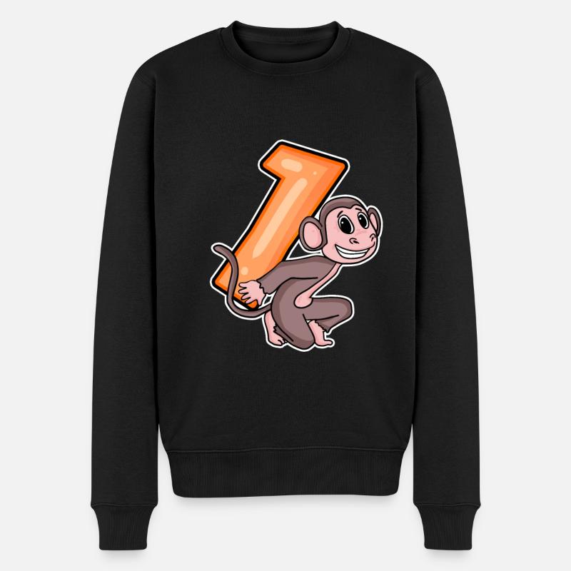 1 Geburtstag 1 Jahre alt mit Tier Motiv - Eins - Männer Premium Bio Pullover - Schwarz