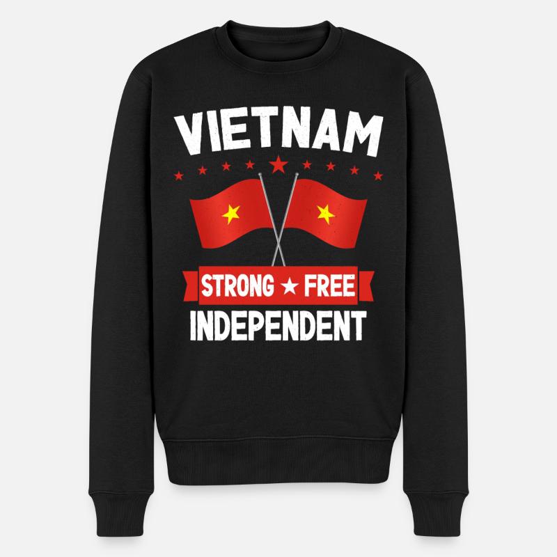 Vietnam - Männer Premium Bio Pullover - Schwarz
