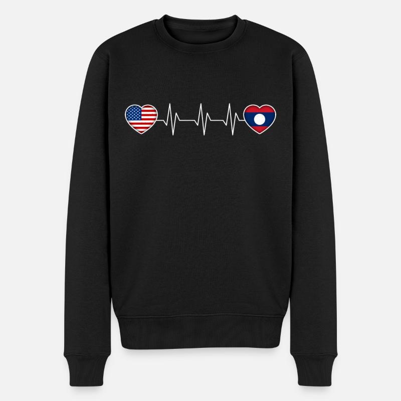Laos - Männer Premium Bio Pullover - Schwarz
