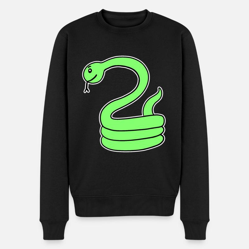 Schlange - Grüne Schlange - Männer Premium Bio Pullover - Schwarz