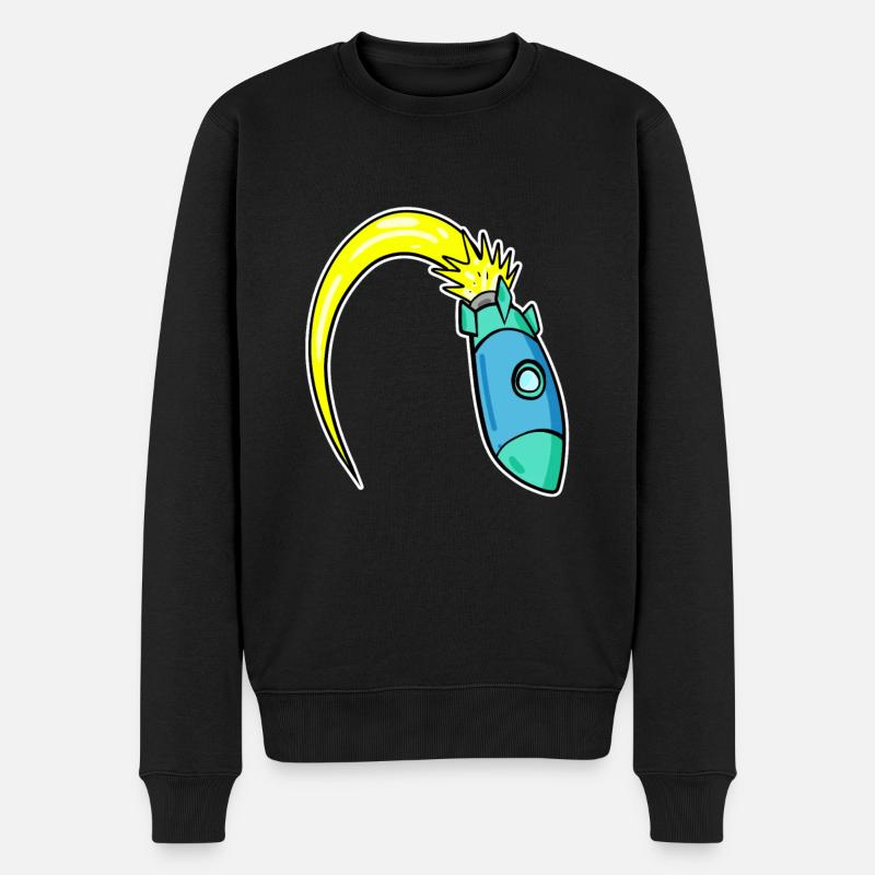 Rakete - Männer Premium Bio Pullover - Schwarz