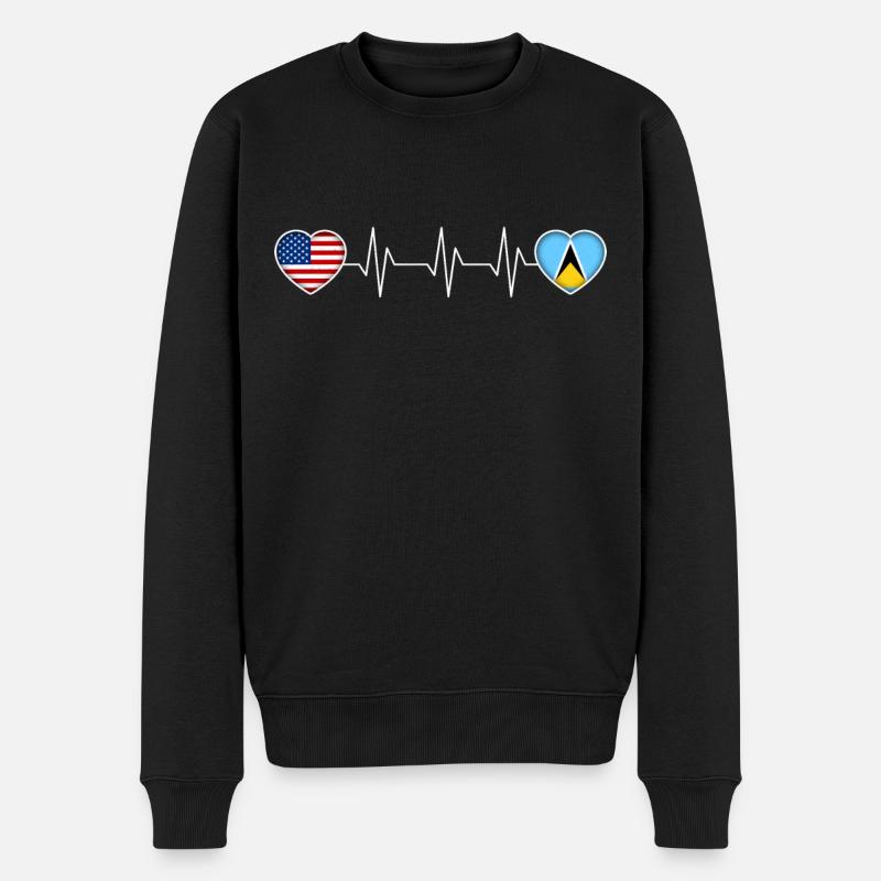 St. Lucia - Männer Premium Bio Pullover - Schwarz