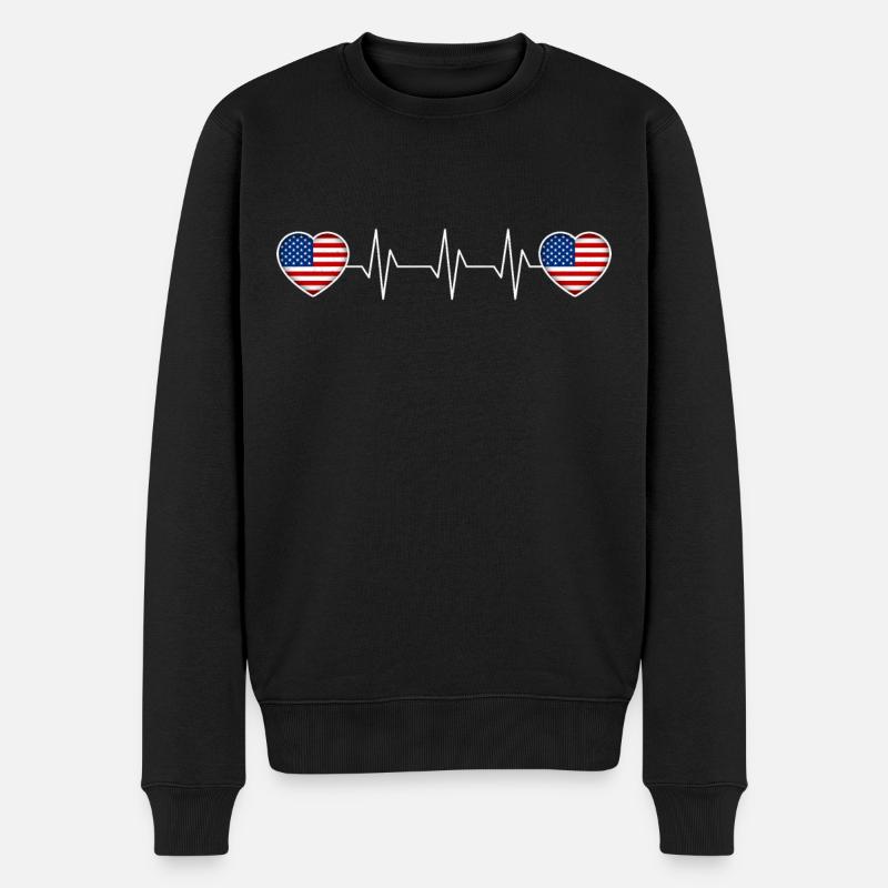 USA - Männer Premium Bio Pullover - Schwarz