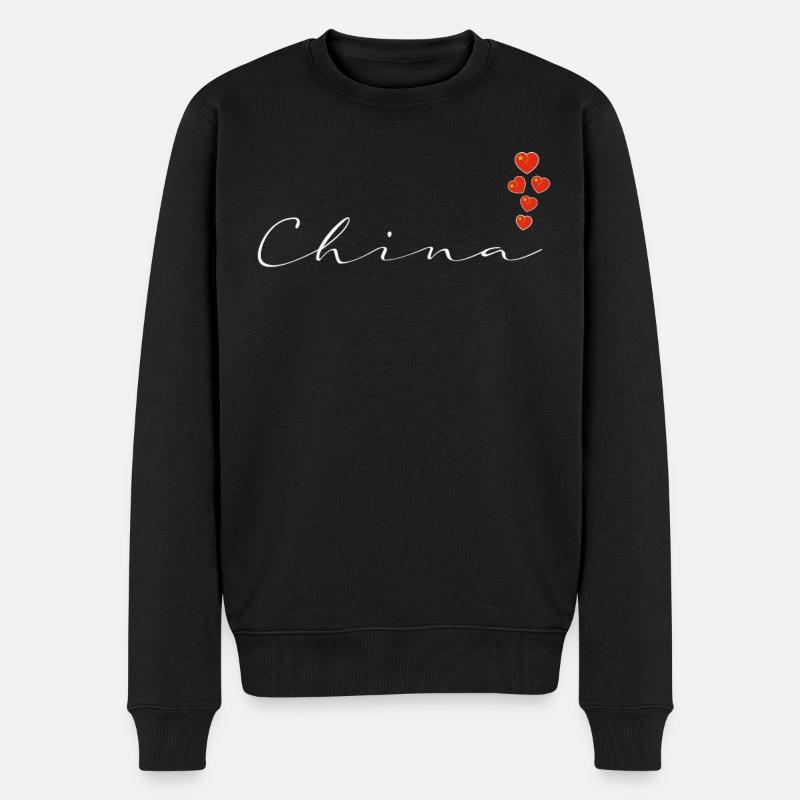 China - Männer Premium Bio Pullover - Schwarz