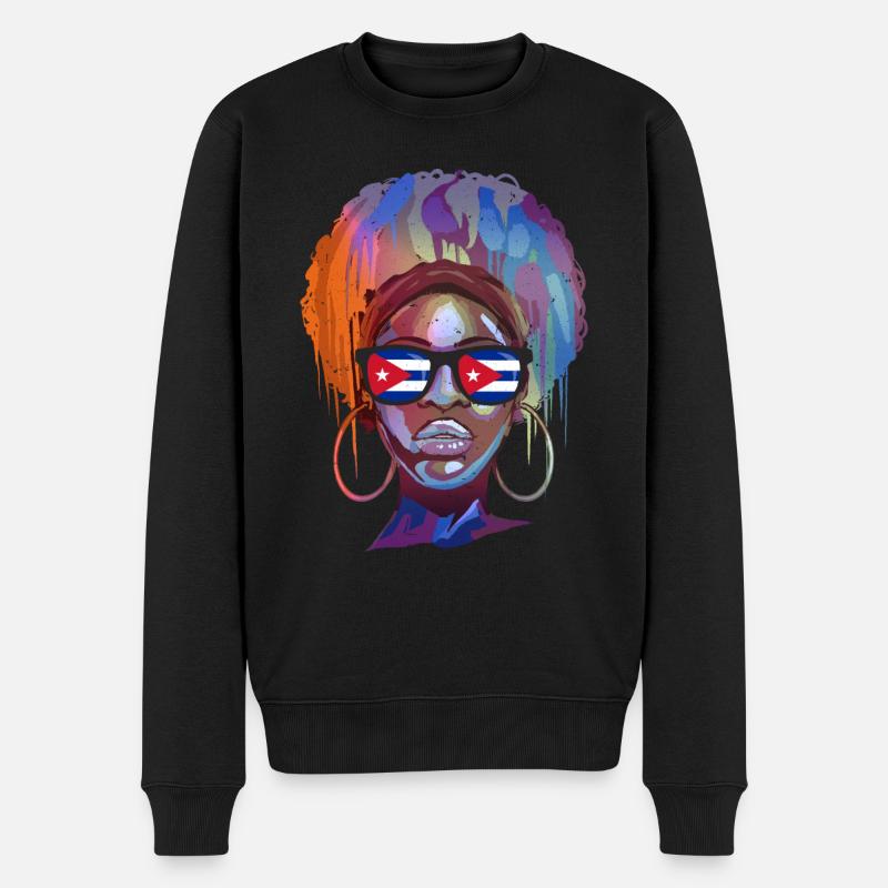 Kuba - Männer Premium Bio Pullover - Schwarz