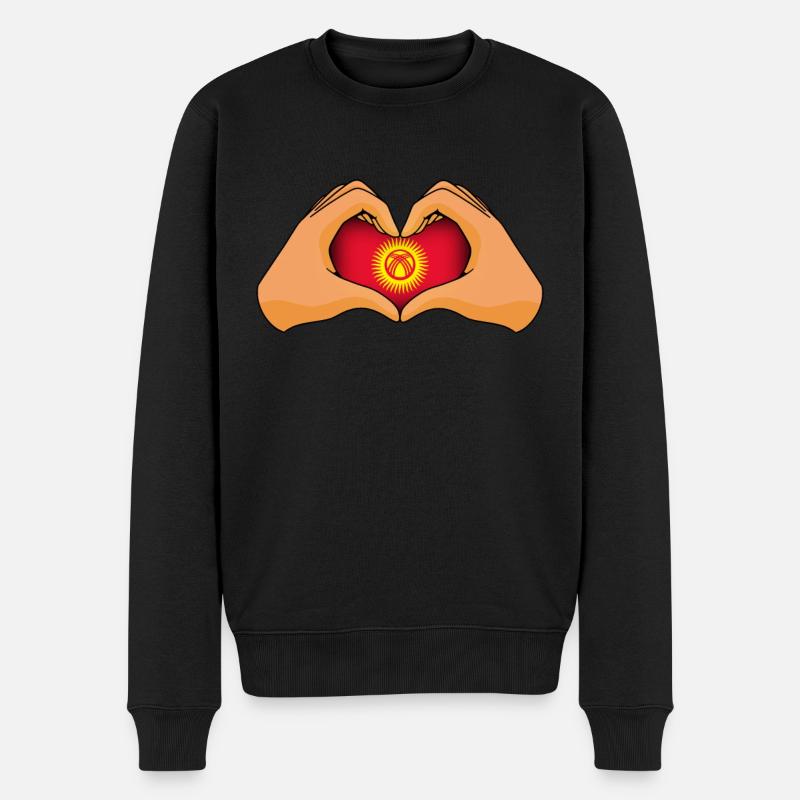 Kirgisistan - Männer Premium Bio Pullover - Schwarz