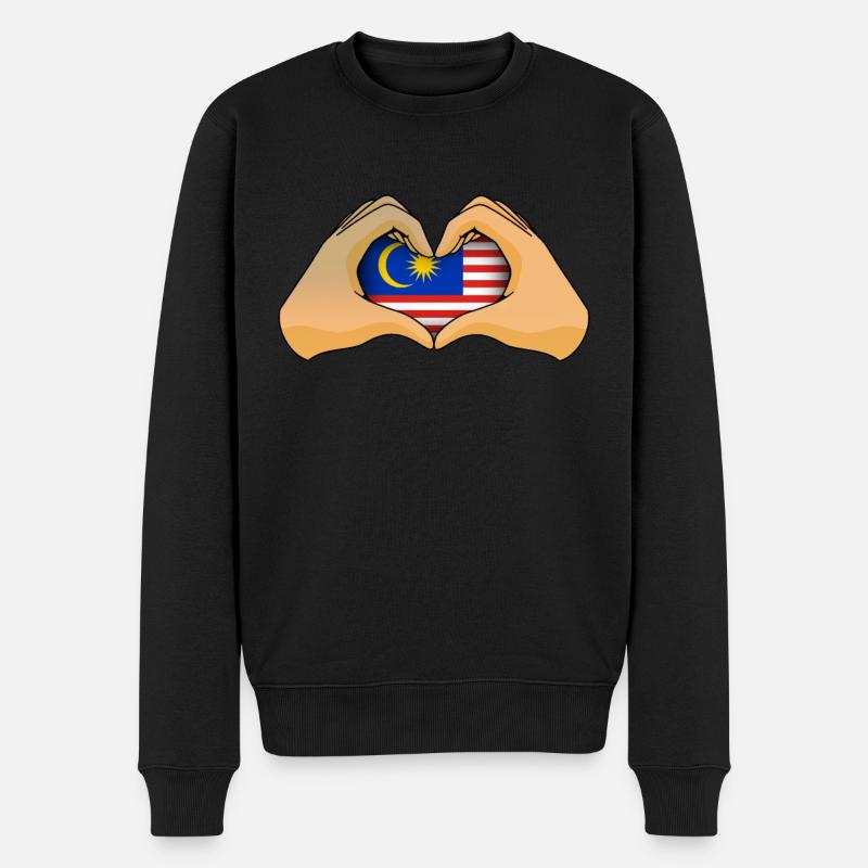 Malaysia - Männer Premium Bio Pullover - Schwarz