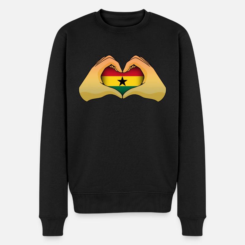 Ghana - Männer Premium Bio Pullover - Schwarz