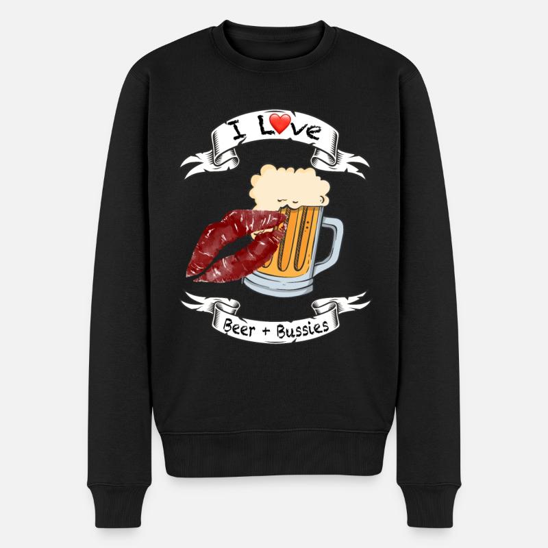 Bier und Bussies - Männer Premium Bio Pullover - Schwarz